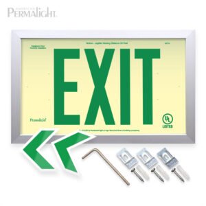 Permalight Rigid PVC Plastic EXIT Sign, With Aluminum Frame, 6-inch Lettering