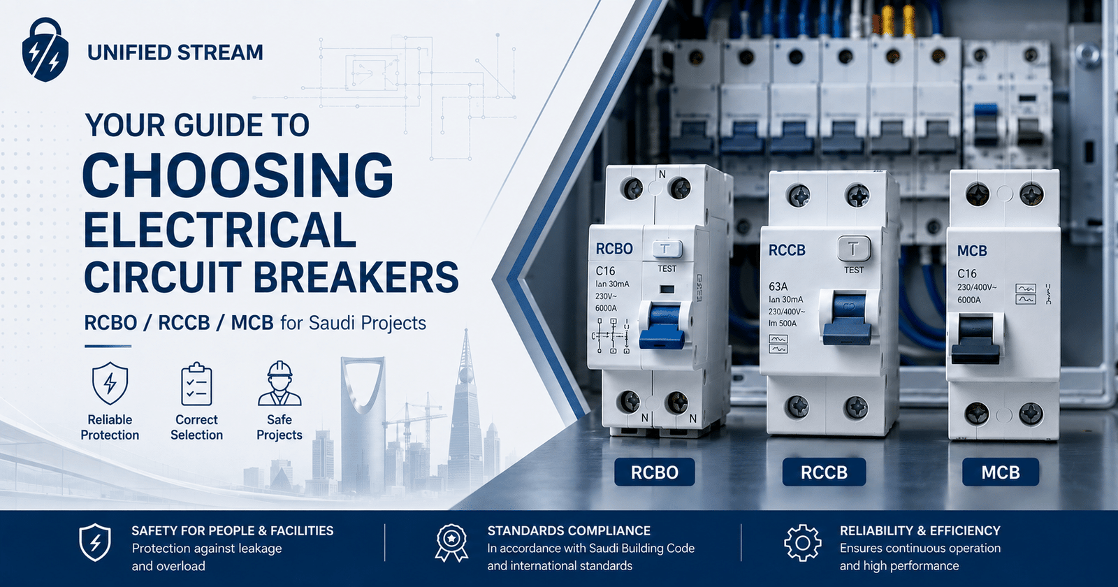 Guide to Choosing RCBO, RCCB, and MCB Electrical Breakers for Saudi Projects